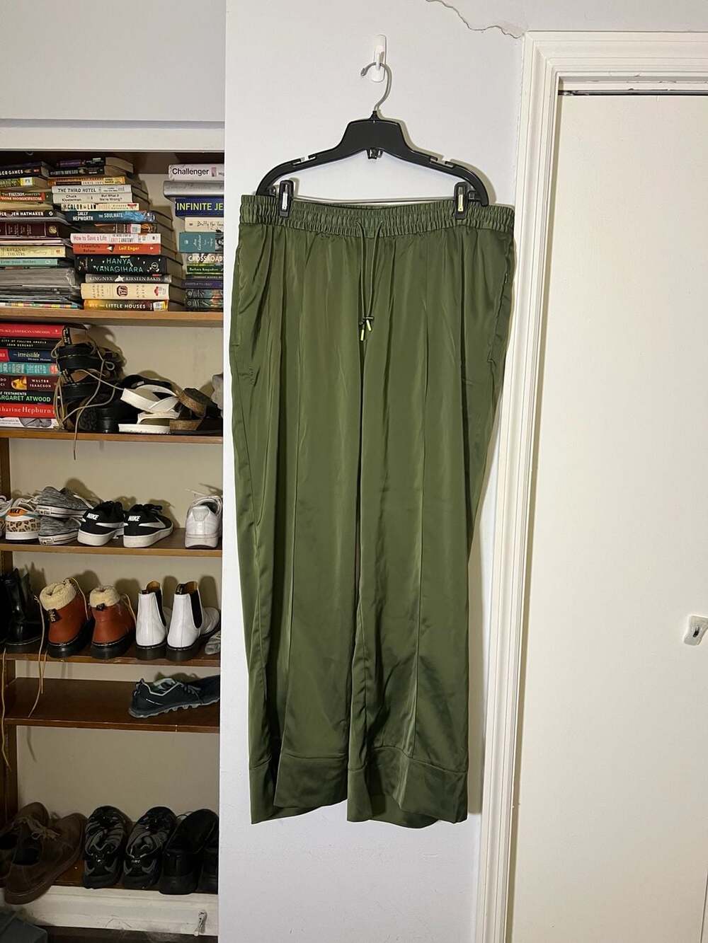Adidas x IVY PARK Wide Leg Satin Pants in Wild Pine